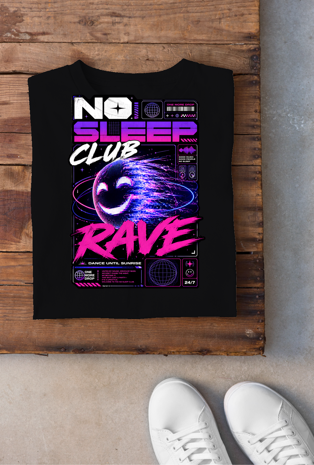 No Sleep Club Backprint - Schwarz