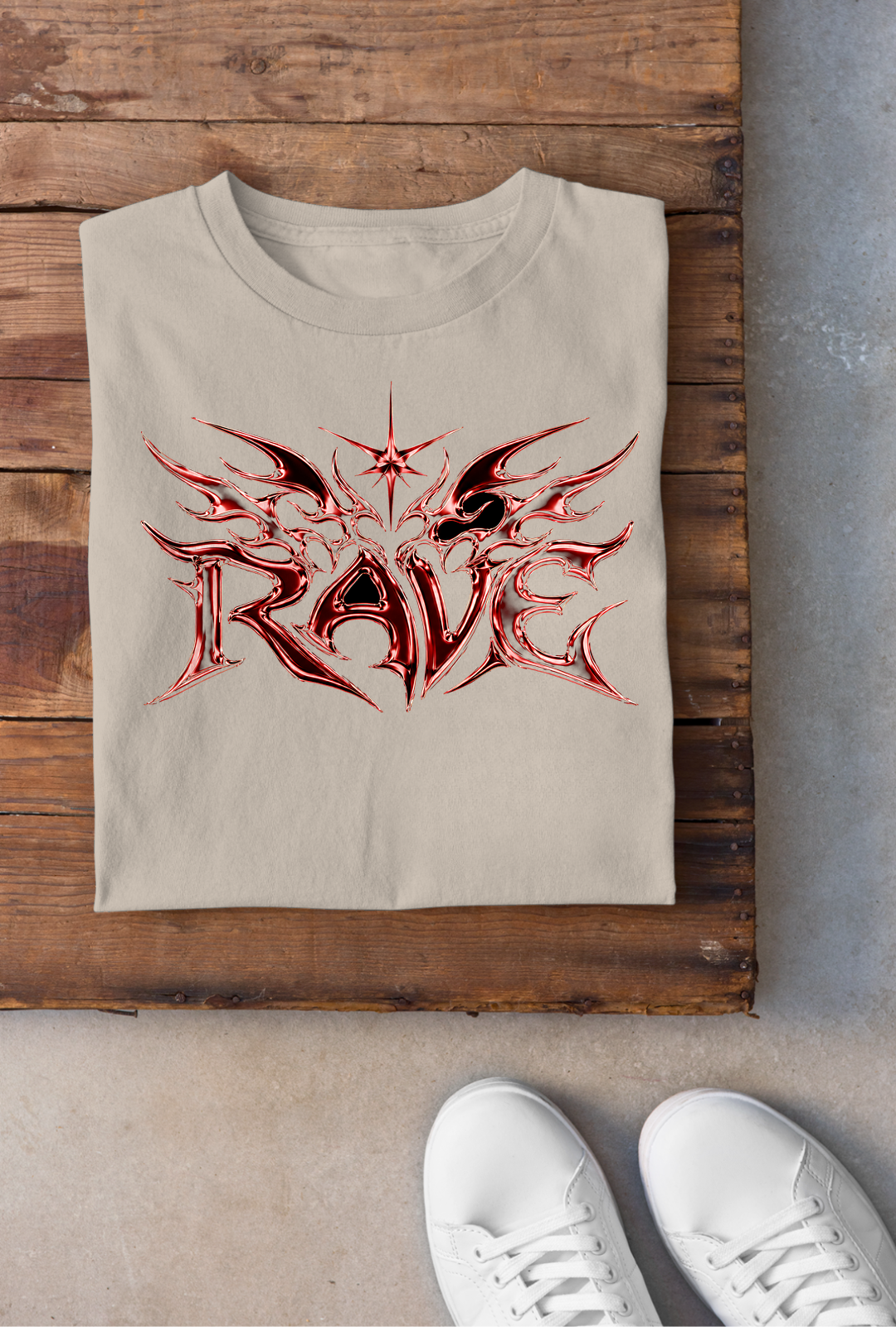 Red Chrome Rave Backprint - Sand