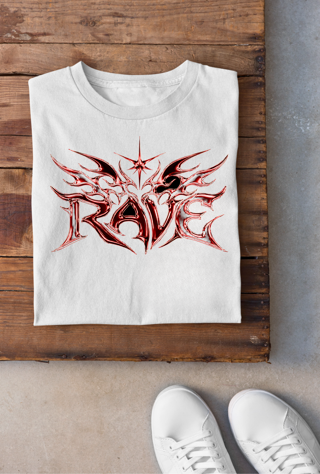 Red Chrome Rave Backprint - Weiss