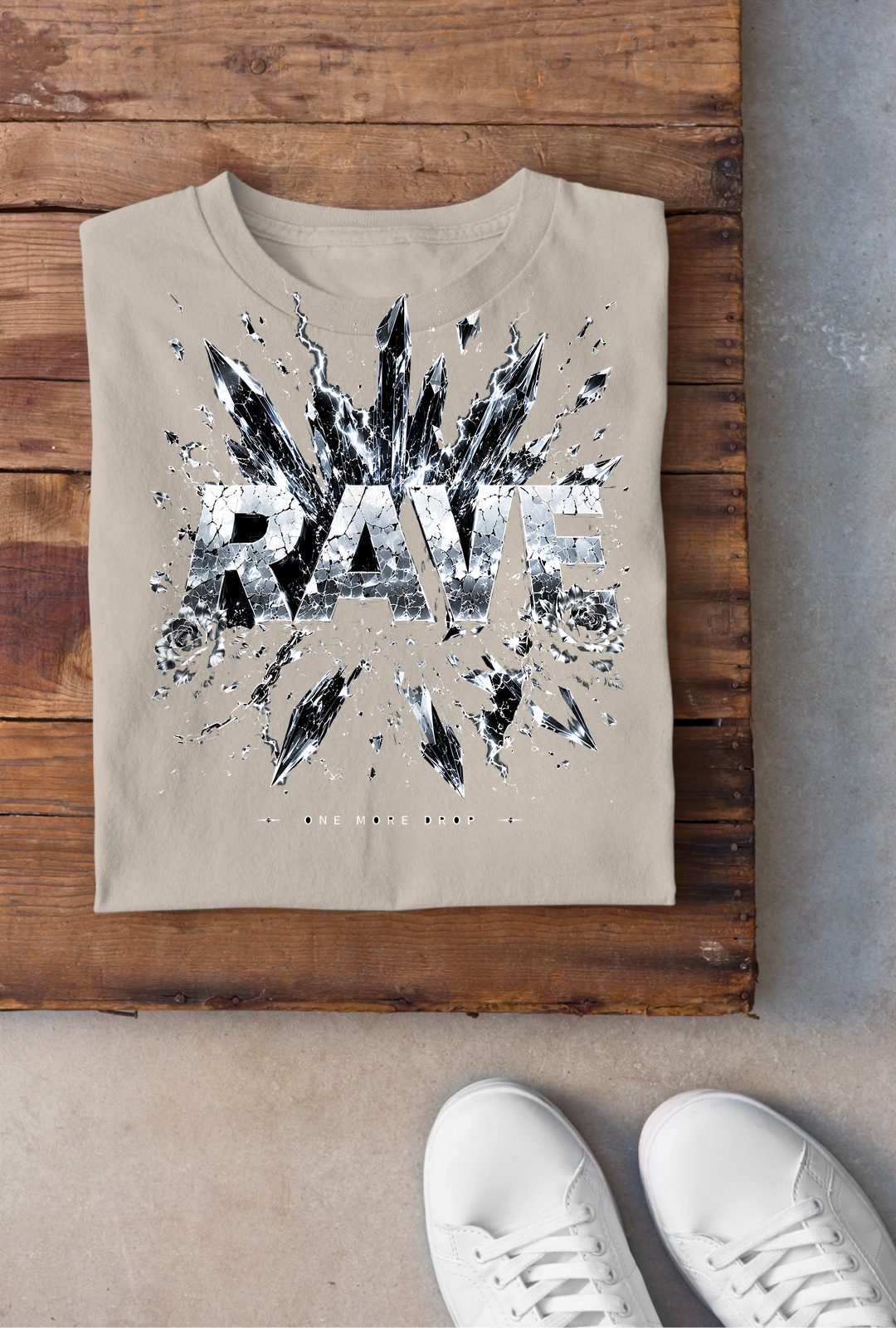 Shattered Glass Rave Backprint - Sand