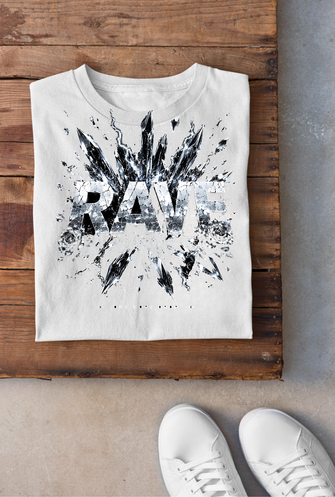 Shattered Glass Rave Backprint - Weiss