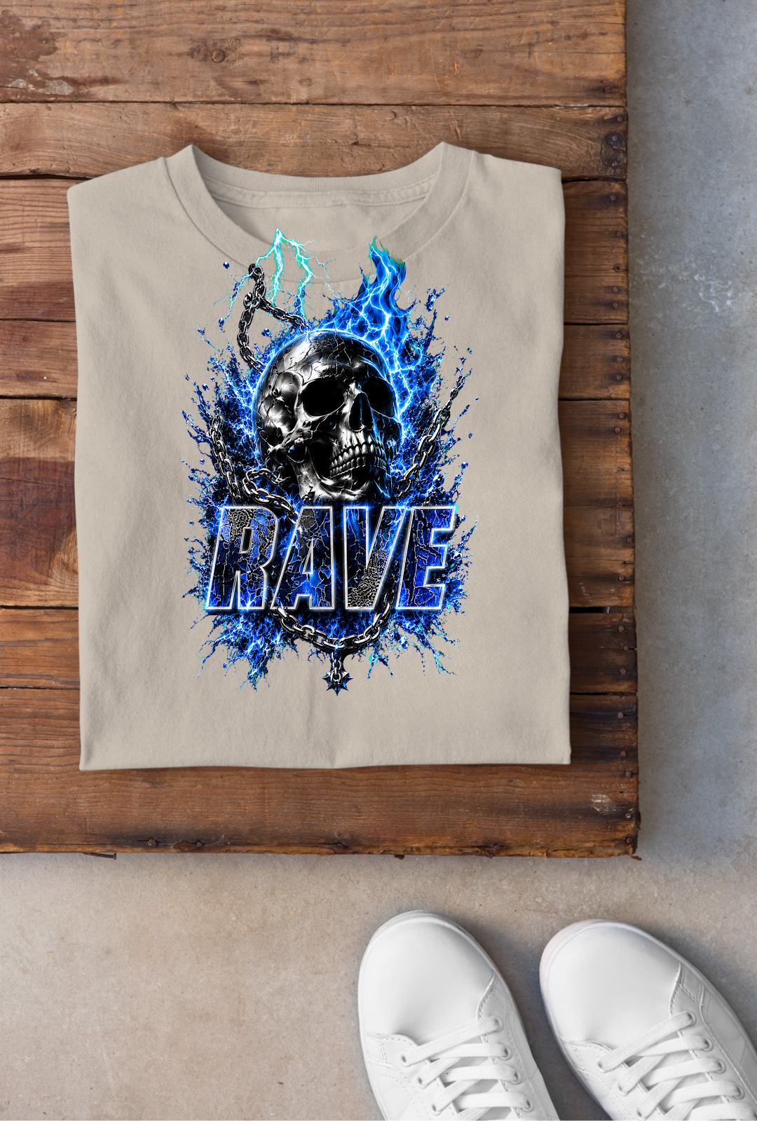 Skull Rave Backprint - Sand