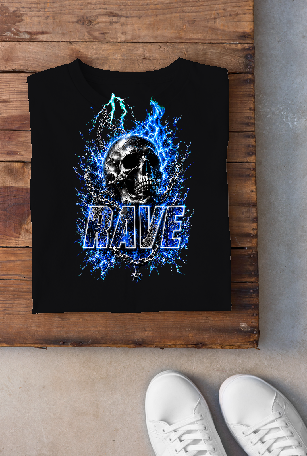 Skull Rave Backprint - Schwarz
