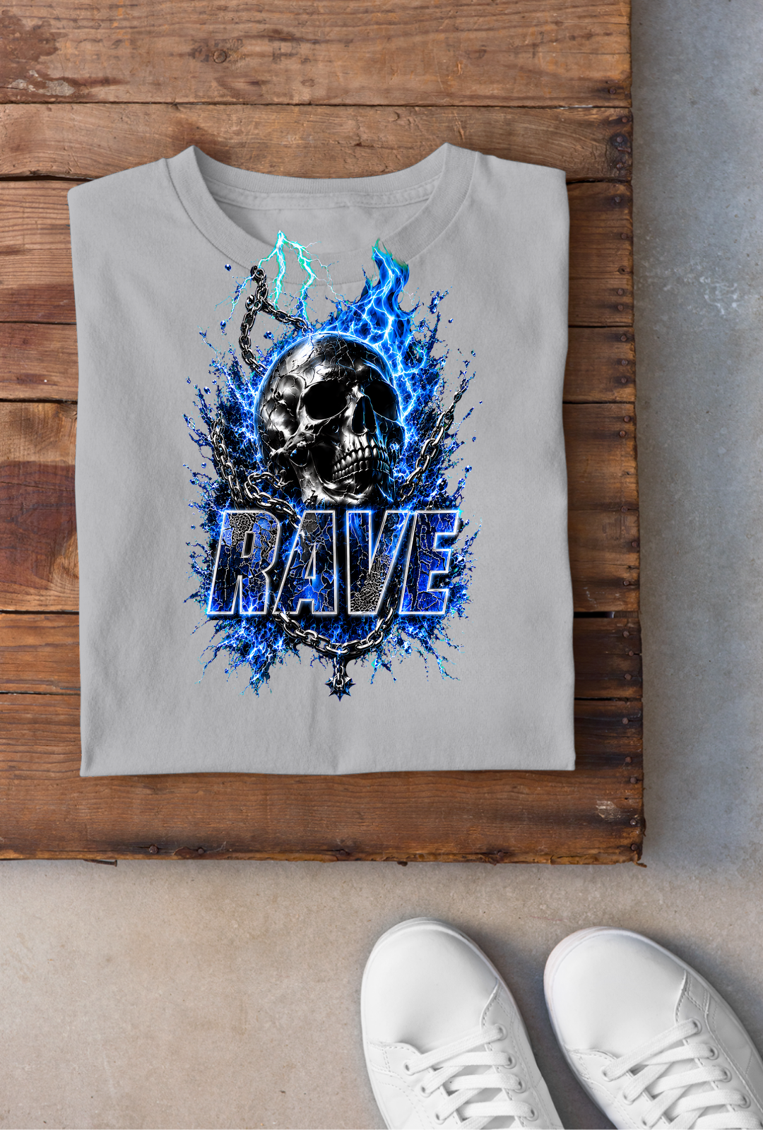 Skull Rave Backprint - Sportgrey